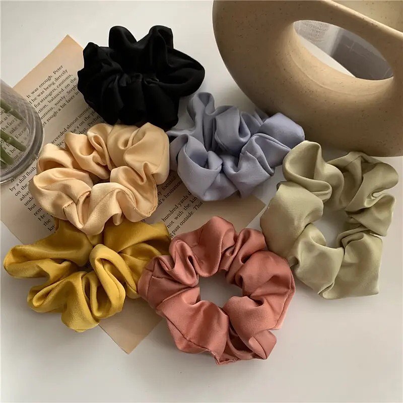 Satin Silk Elastic Rubber Band Ponytail Hair Scrunchies