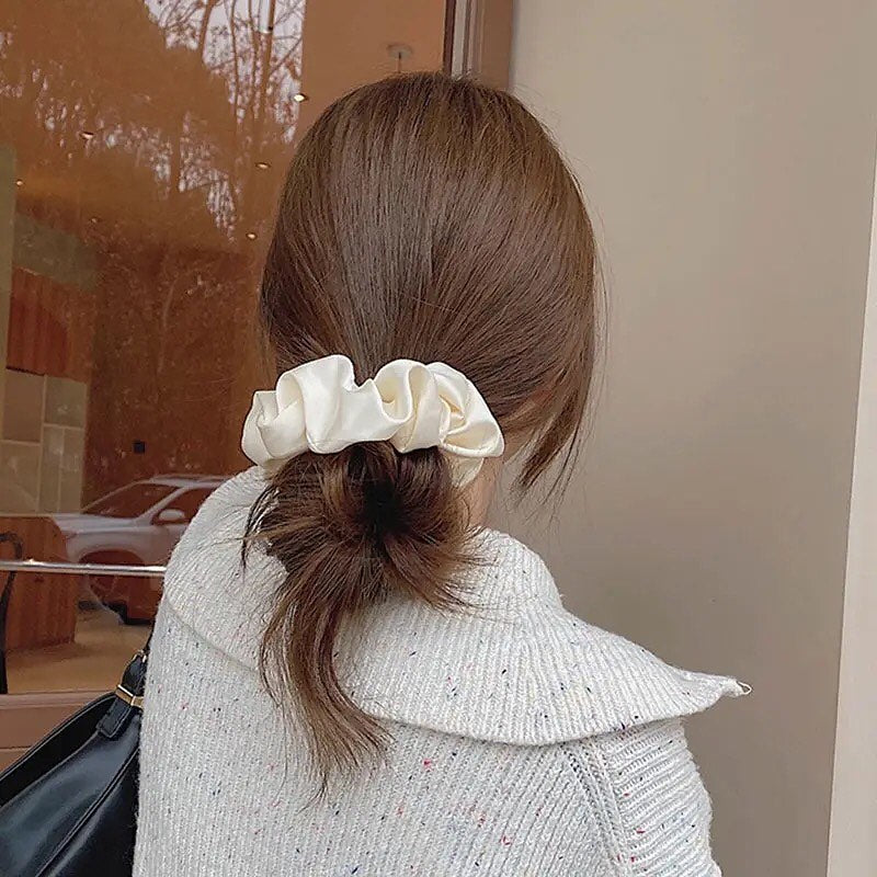 Satin Silk Elastic Rubber Band Ponytail Hair Scrunchies