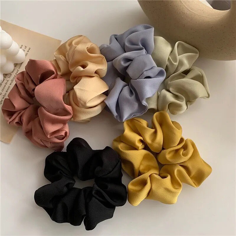 Satin Silk Elastic Rubber Band Ponytail Hair Scrunchies