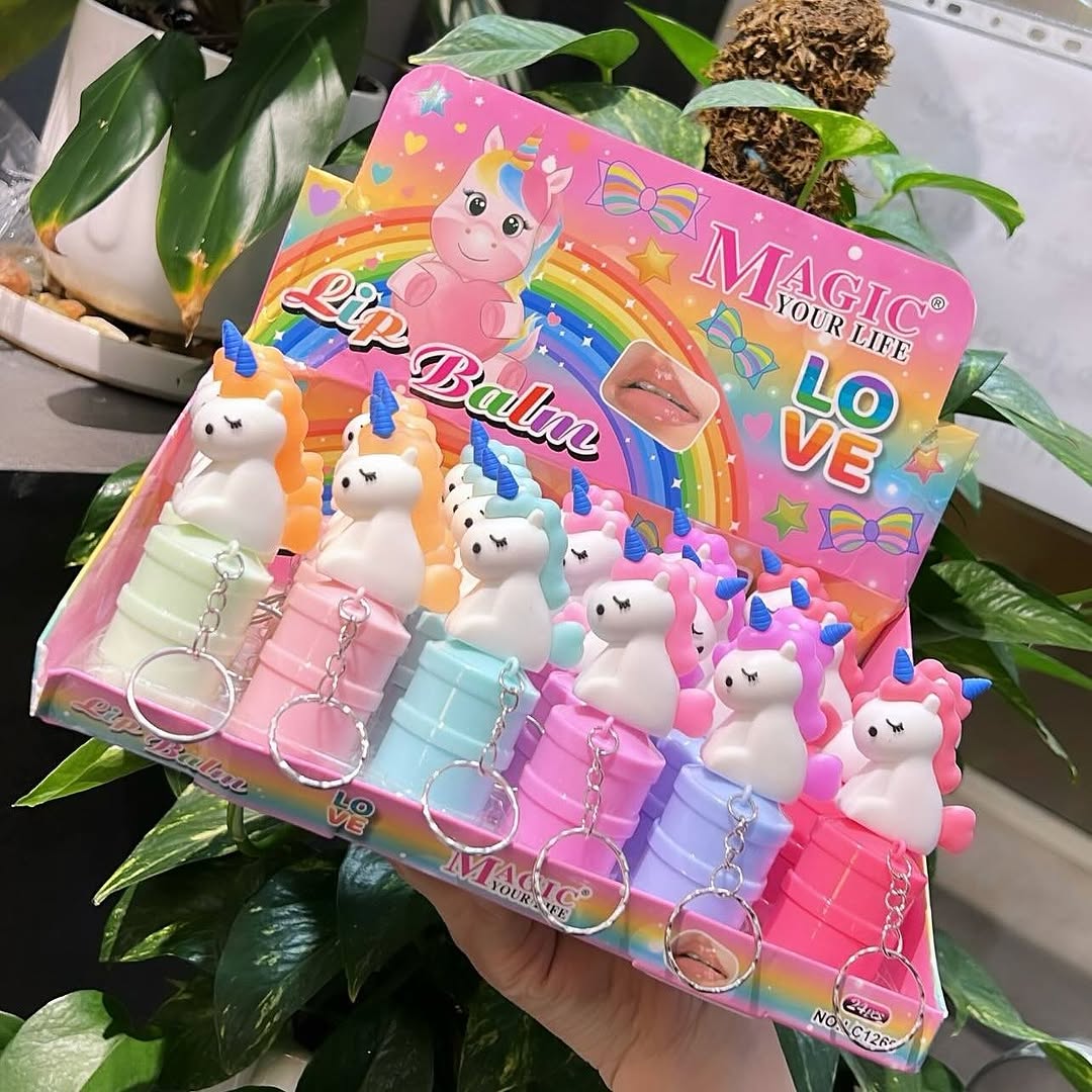 Unicorn Keychain Lip Balm Long-lasting Juicy Moisturizing Anti-cracking Lip Balm
