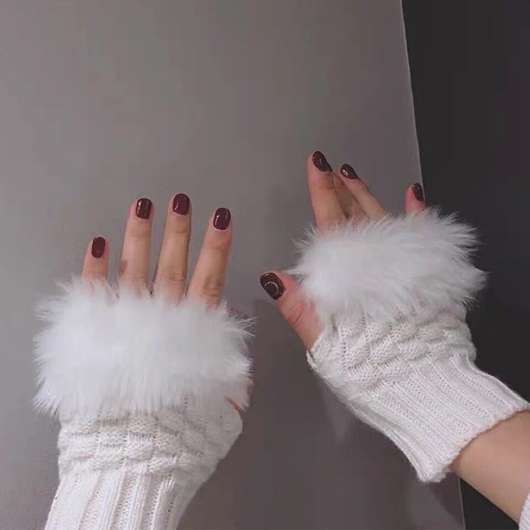 Warm Half Finger Faux Wool Soft Rabbit Furr Gloves