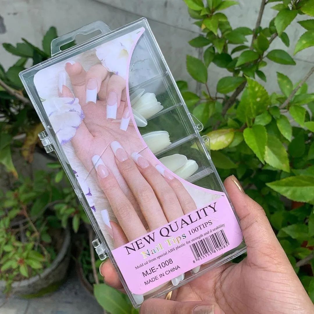 100pcs French Full Cover Squeal Shape Nails