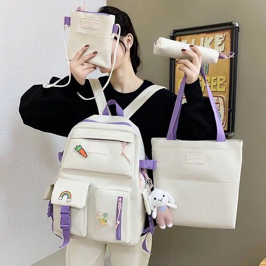 4pcs Travel Canvas Large Capacity Laptop Bag