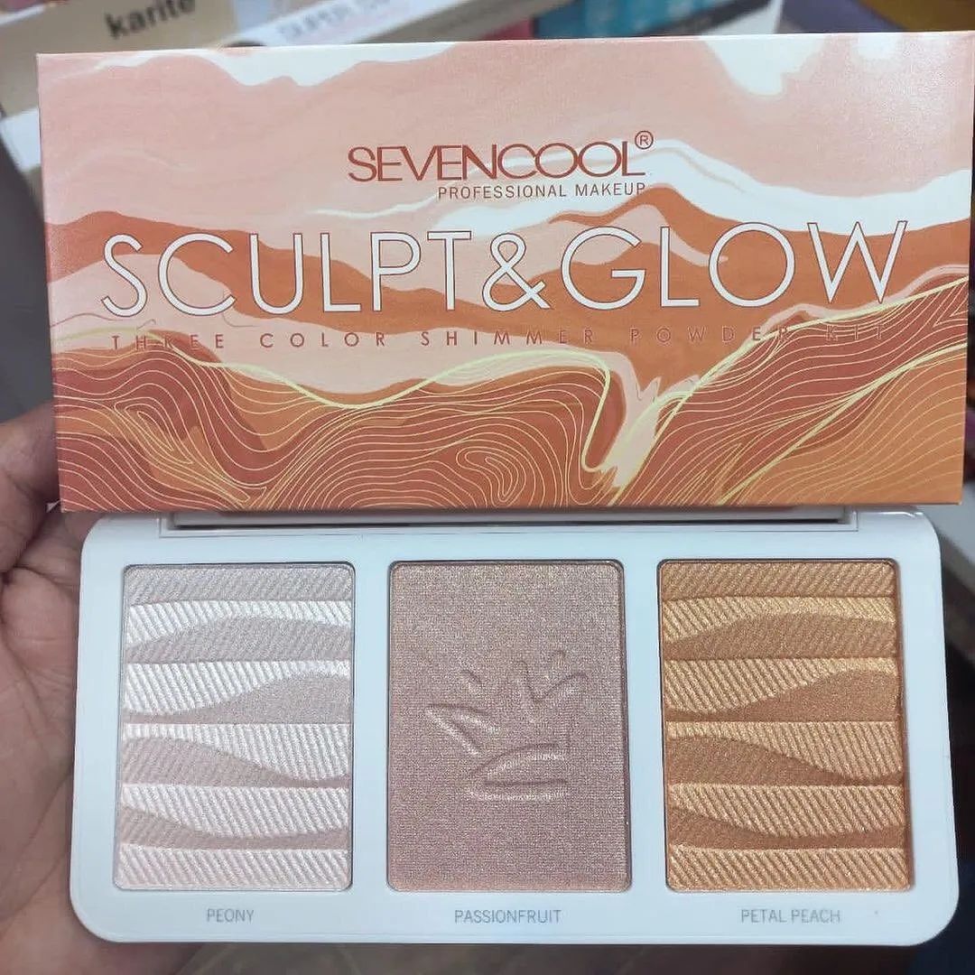 3 Color Sculpt & Glow Highlighter Palette Powder Girls Eyeshadow Glitter Pearlescent Kit