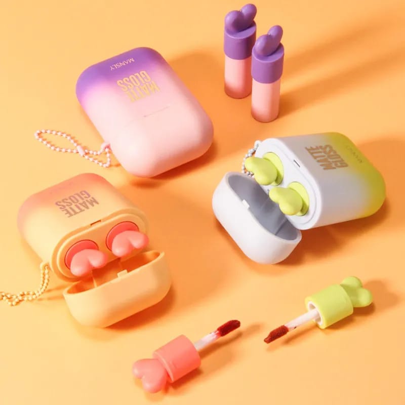 Heng Fang - Airpods Shape Matte Velvet Lip Gloss Set of 2