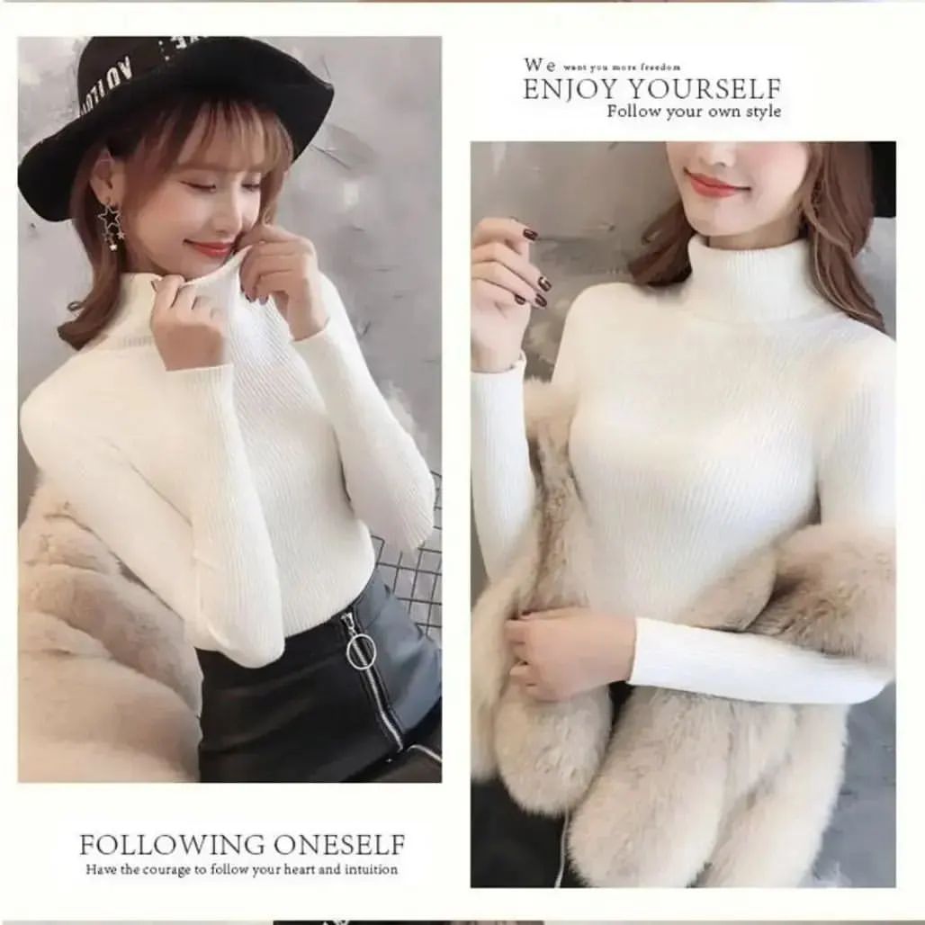 Unisex Highneck Sweatshirt Basic Pullovers