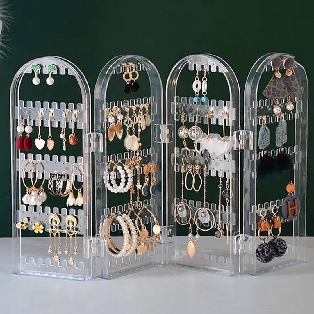 4 Doors Foldable Transparent Jewelry Organizer