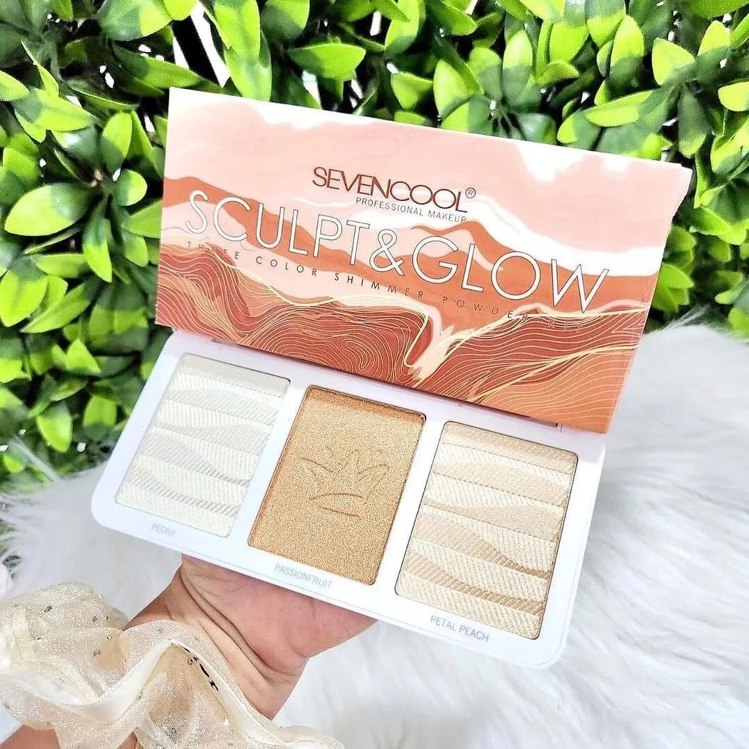 3 Color Sculpt & Glow Highlighter Palette Powder Girls Eyeshadow Glitter Pearlescent Kit