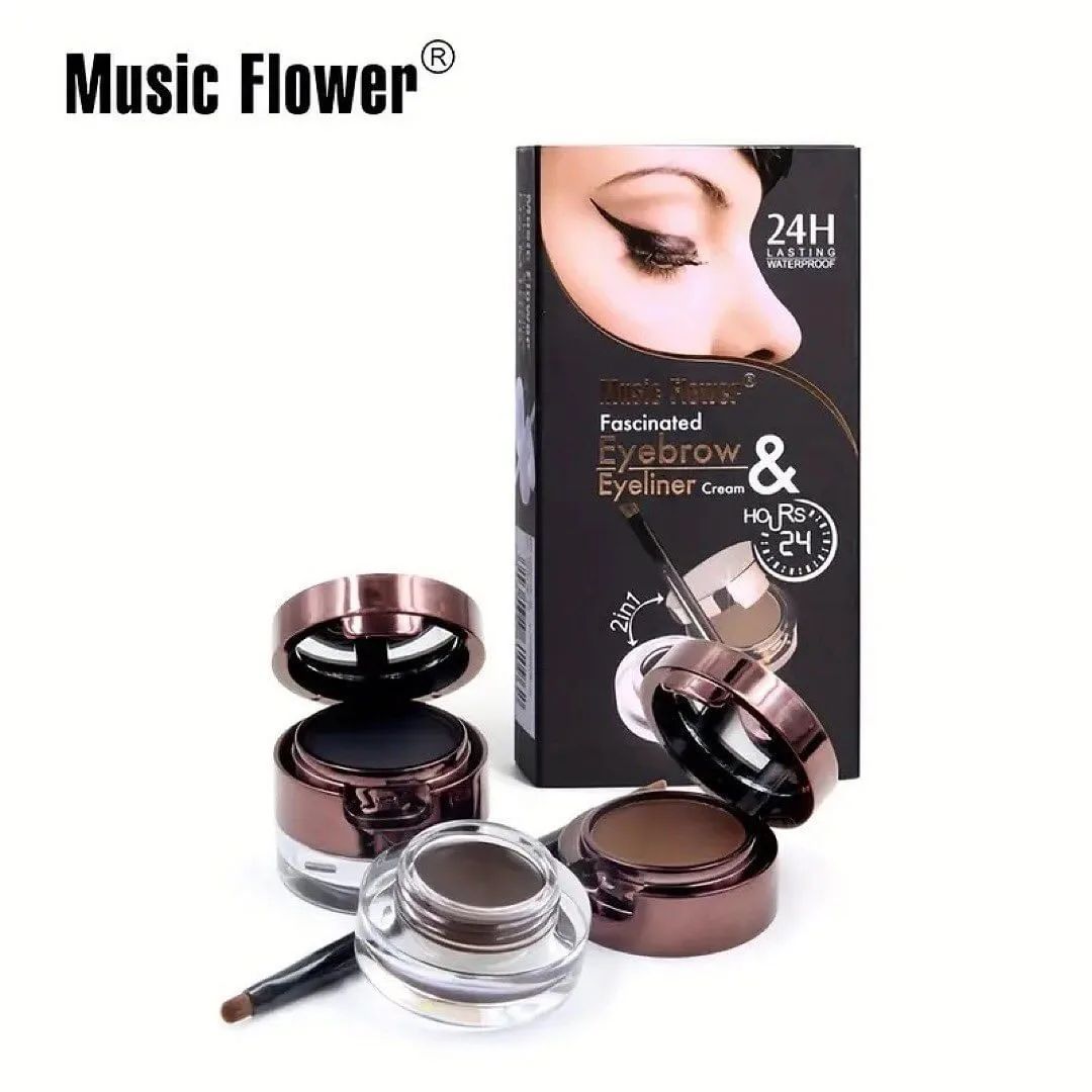 Music Flower - 2 in 1 Eyeliner Gel Eyebrow Powder Brown & Black