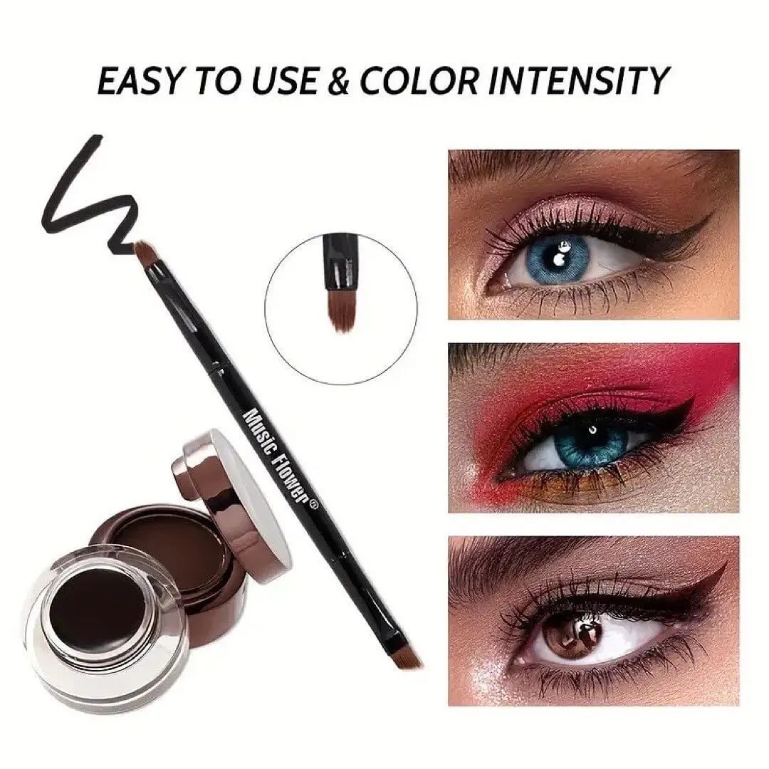 Music Flower - 2 in 1 Eyeliner Gel Eyebrow Powder Brown & Black