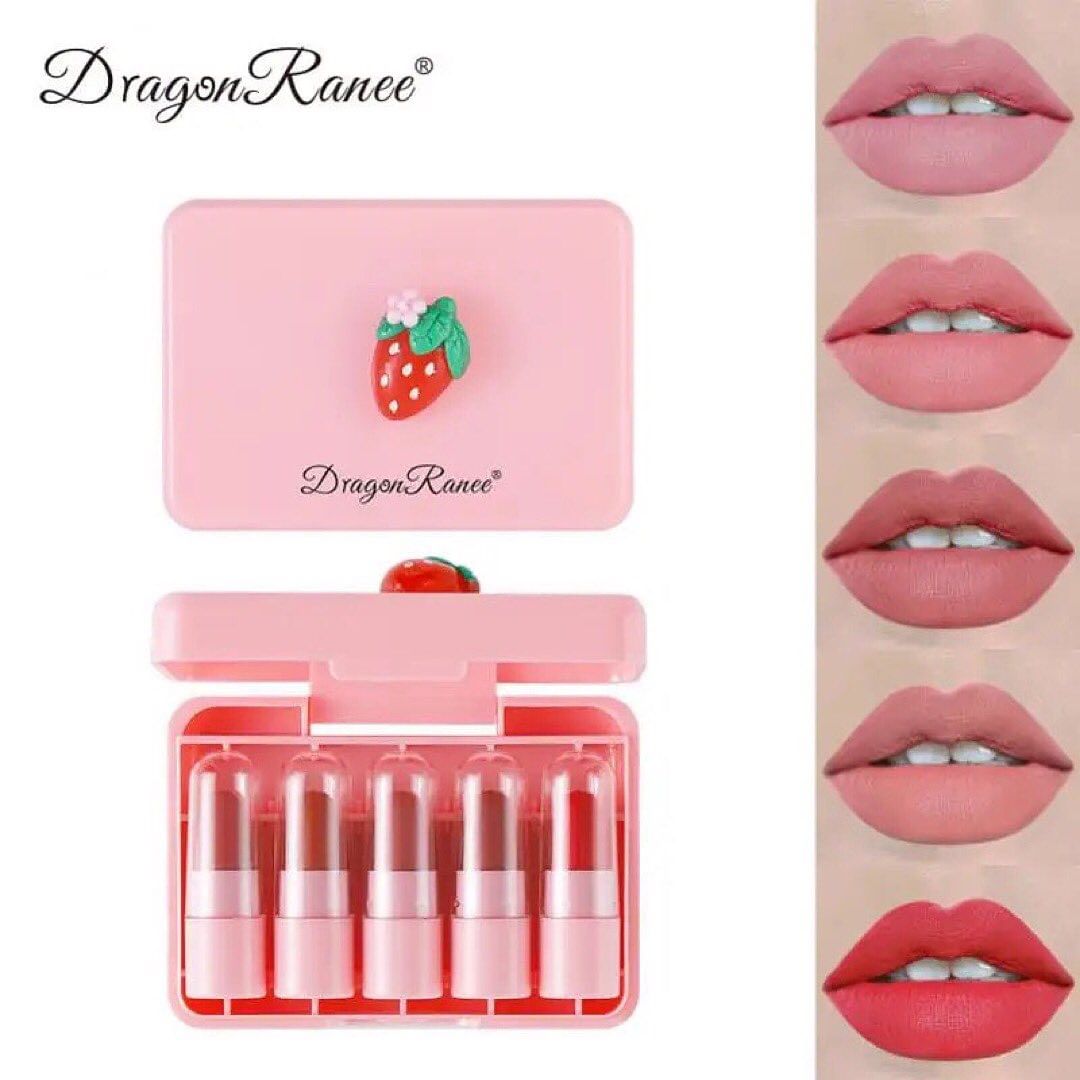 Dragon Ranee - Strawberry Matte Velvet Lip Gloss Set of 5