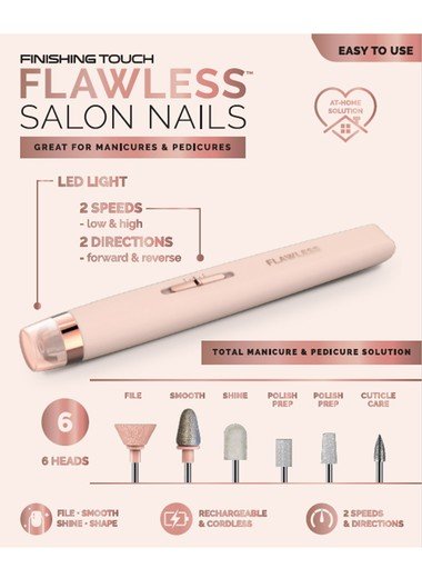 Rechargeable Flawless Nail Finishing Touch Pedicure Manicure Tool